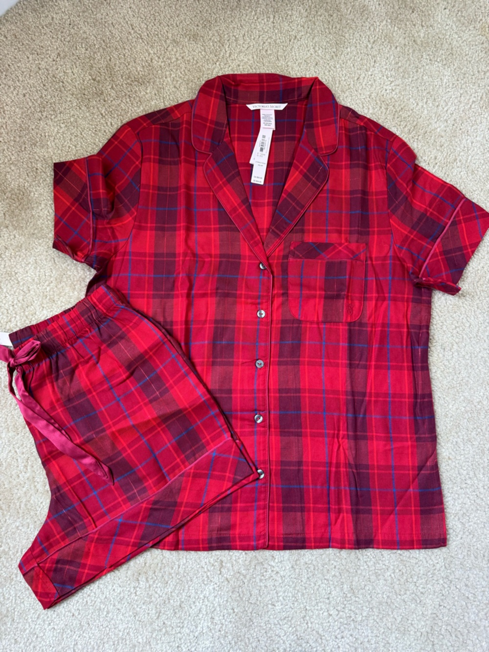 Victoria’s Secret Red Tartan Plaid PJ Set XS New With Tags